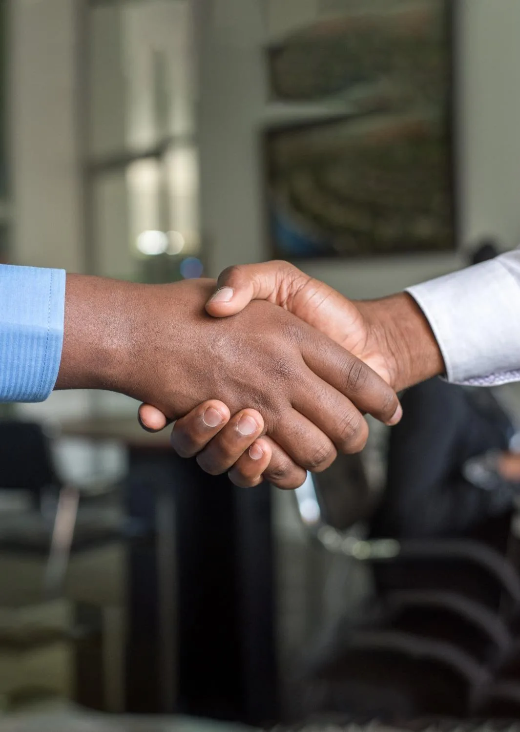Two business partners shaking hands